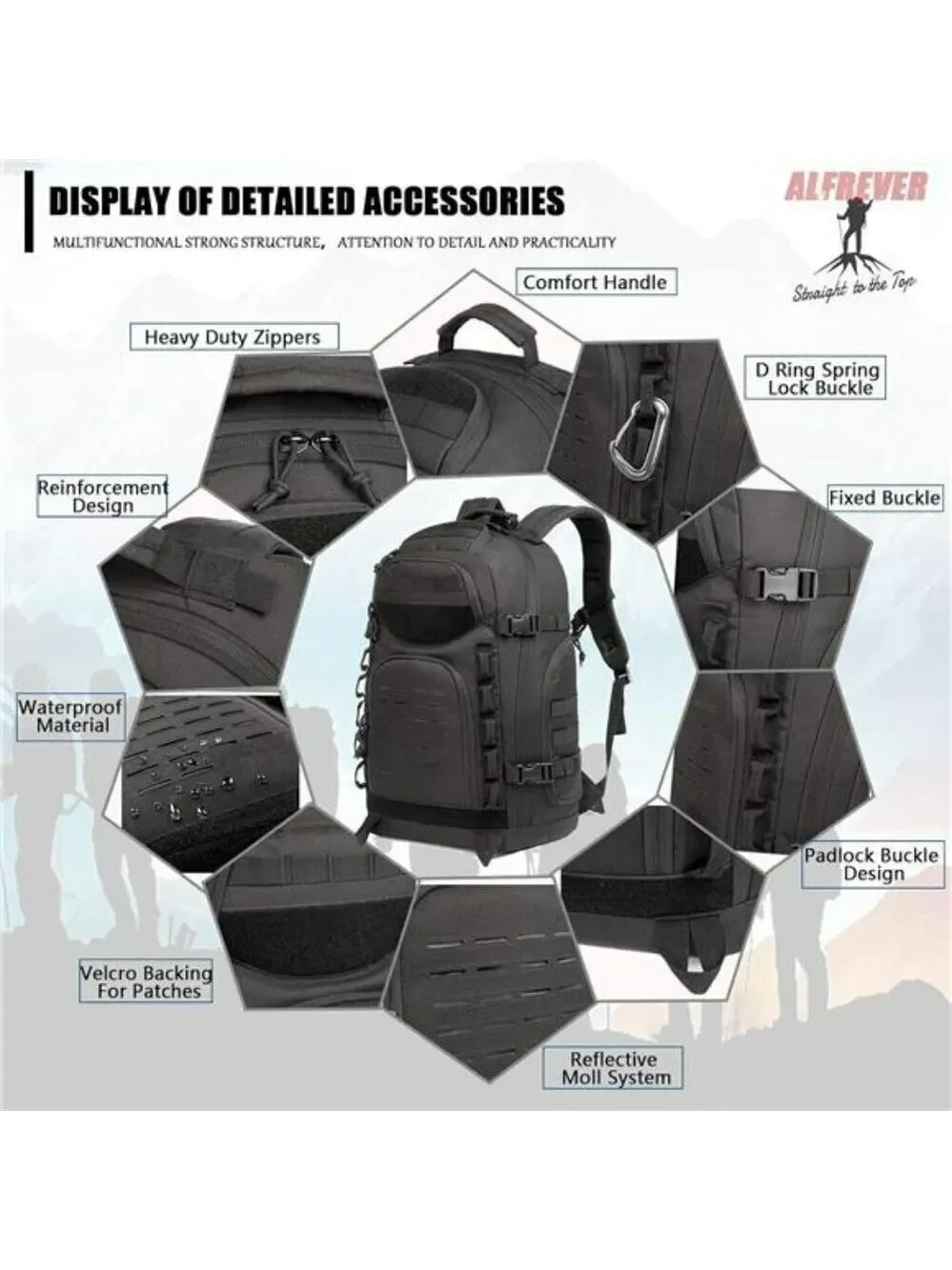 38L Tactical Backpack Military Hiking Camping Pack Molle Outdoor Gear Bag